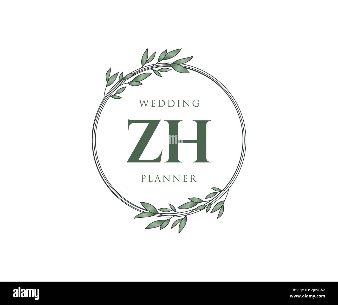 ZH Initialen Brief Hochzeit Monogramm Logos Kollektion, handgezeichnete moderne minimalistische und florale Vorlagen für Einladungskarten, Save the Date, elegant Stock Vektor