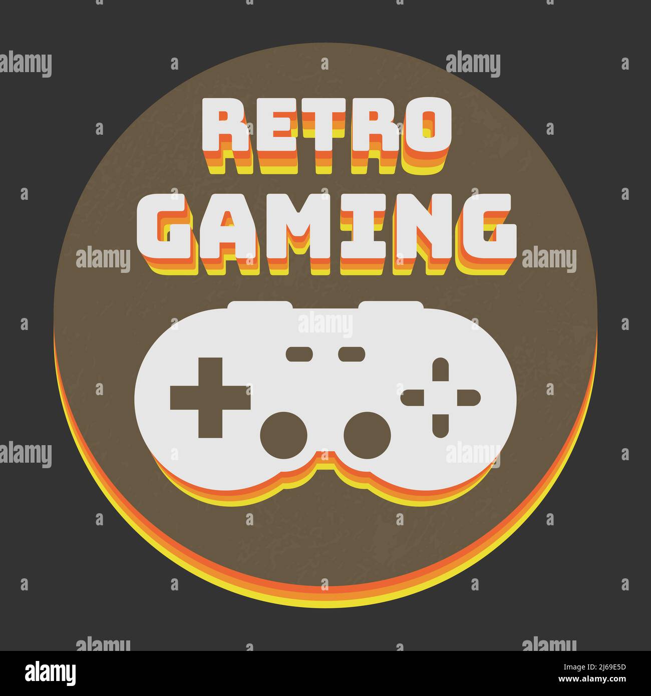 Retro-Gaming-Aufkleber oder -Schild mit Game Controller, Vektorgrafik Stock Vektor