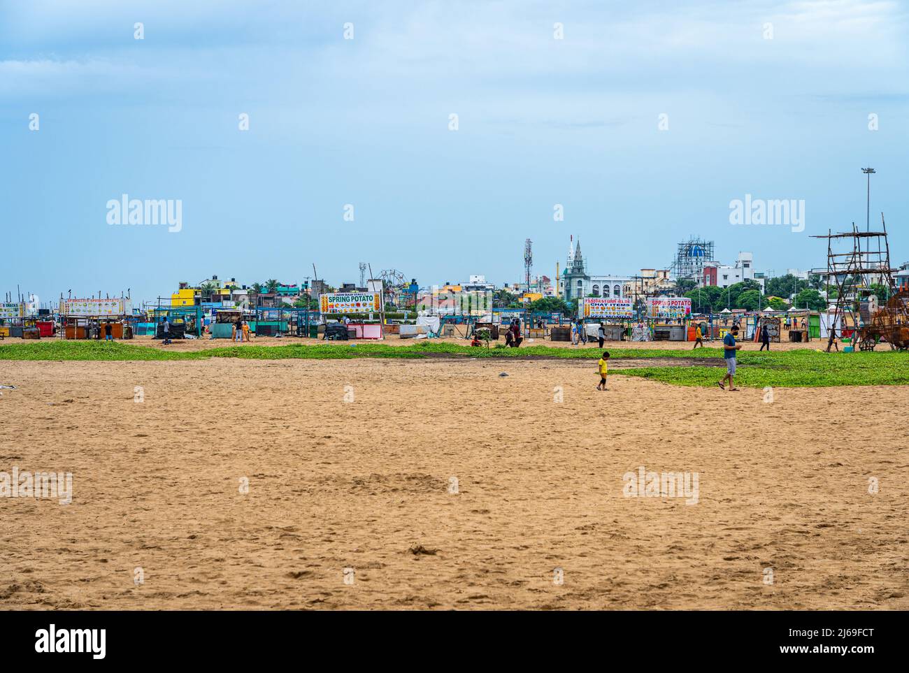 Edward Elliot's Beach ist einer der saubersten und sichersten Strände in der Stadt Chennai. Stockfoto