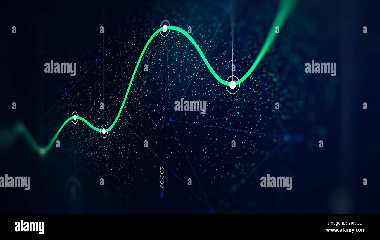 Big Data Algorithmen Visualisierungstechnologien Infografik Analyse, Monitor Bildschirm in Perspektive für Präsentationen Stockfoto