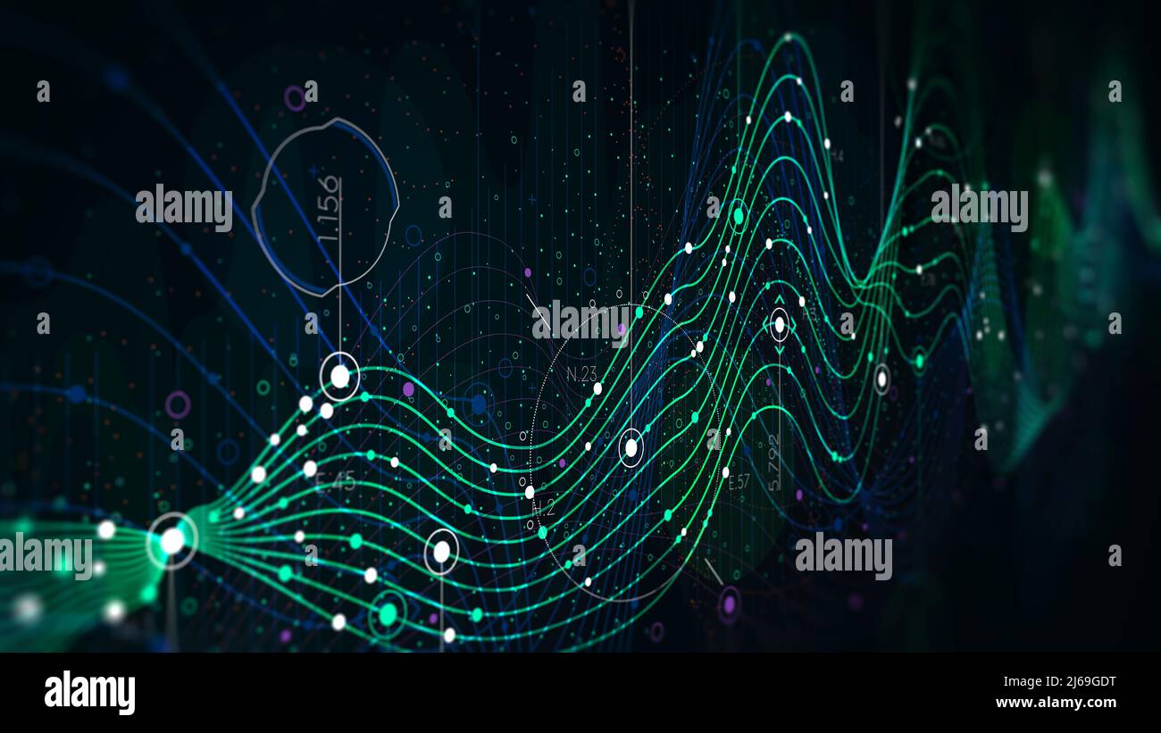 Planen von Statistikdaten, Sci-Fi-Hintergrund für analytische Indikatoren, perspektivischer Monitor für Präsentationen Stockfoto