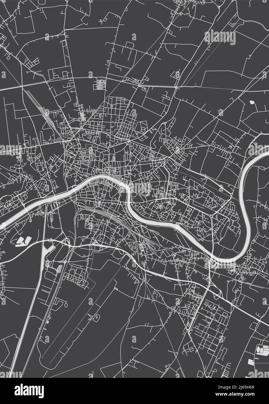Stadtplan Pisa, monochromer Detailplan, Vektorgrafik Schwarzweiß-Stadtplan Stock Vektor