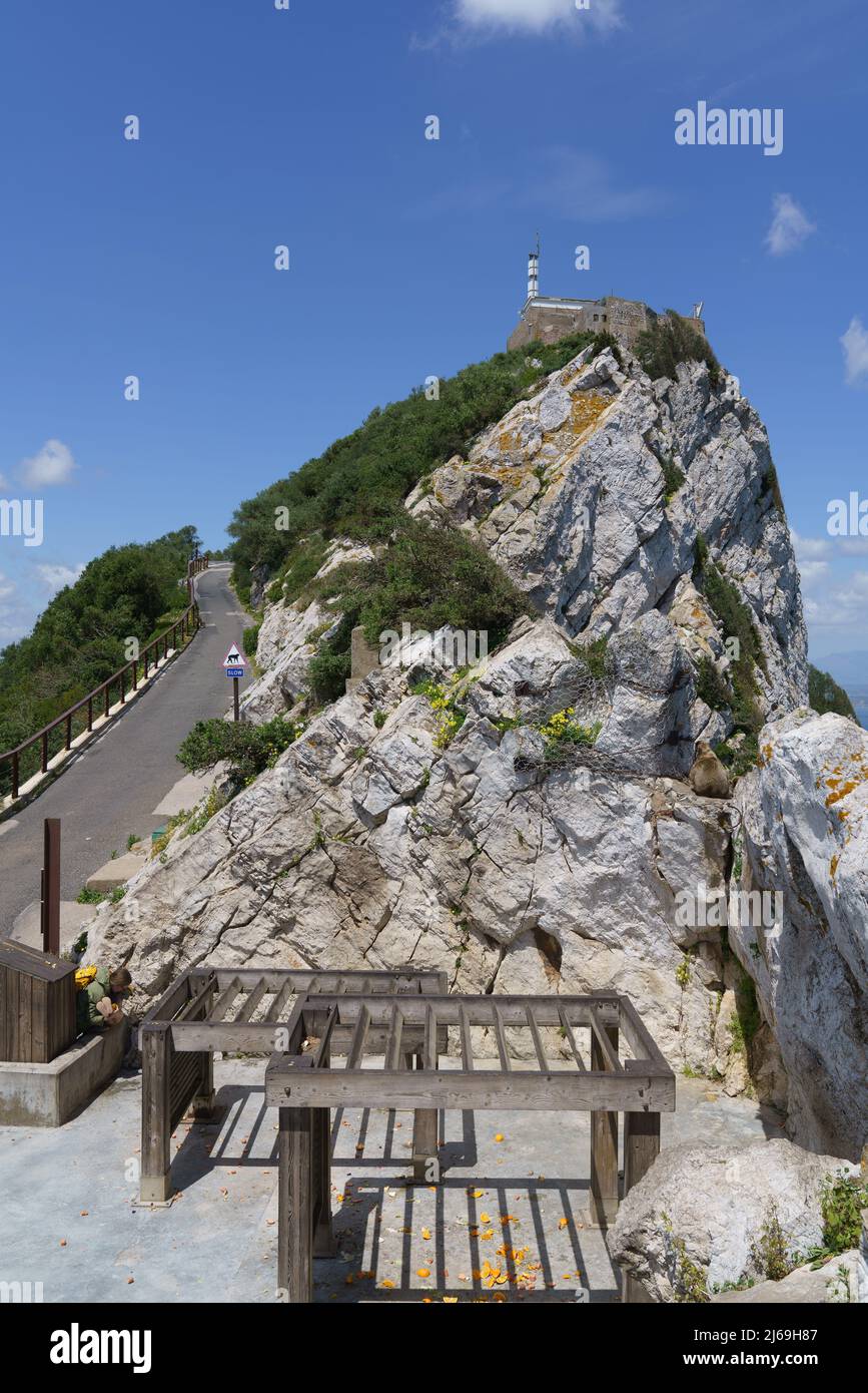 Der Gipfel des Felsens von Gibraltar Stockfoto