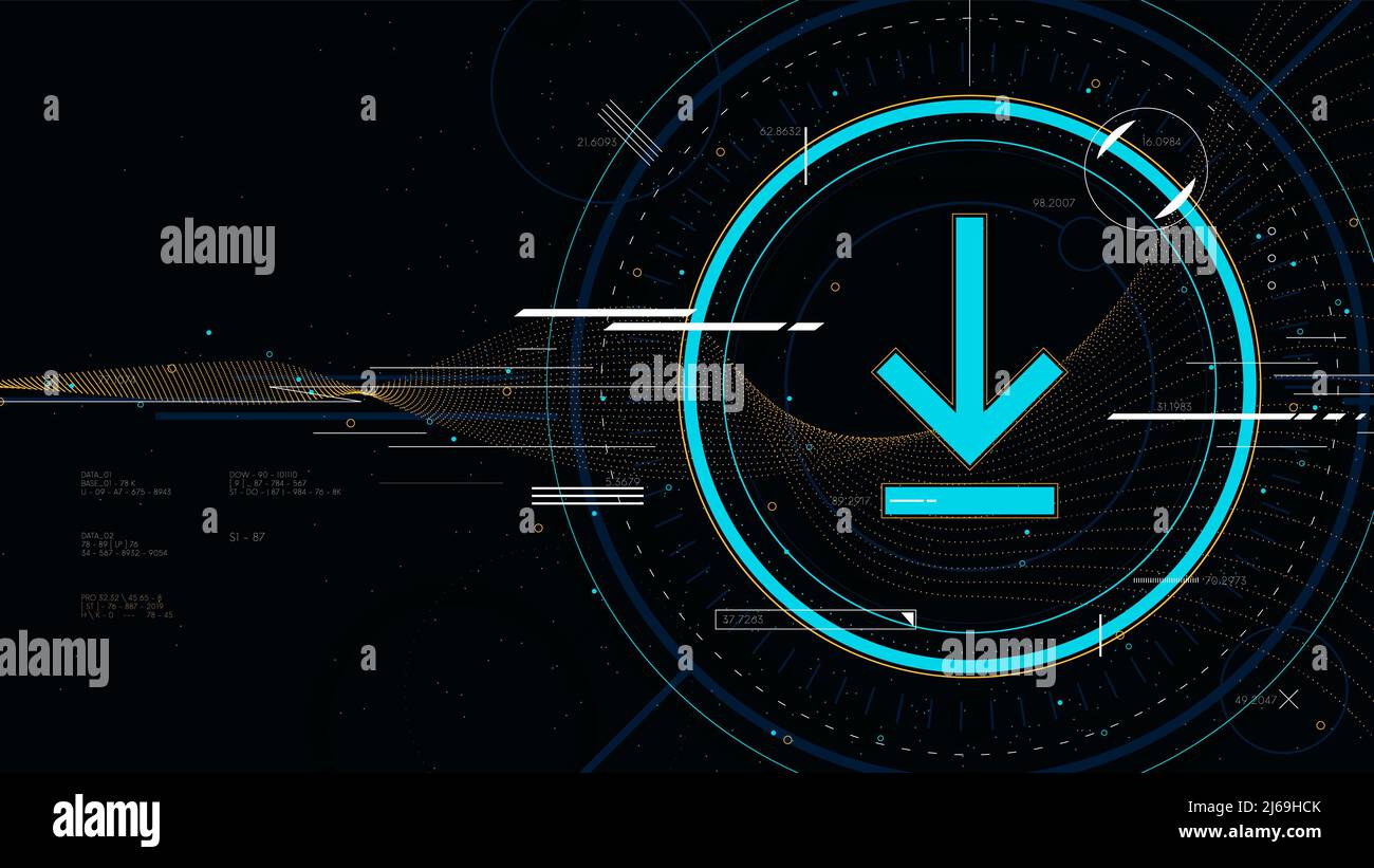 Hi-Tech-Hintergrund mit Download-Symbol, Innovation Tech futuristische Technologie, Sci-Fi-Vektor-Illustration Stock Vektor