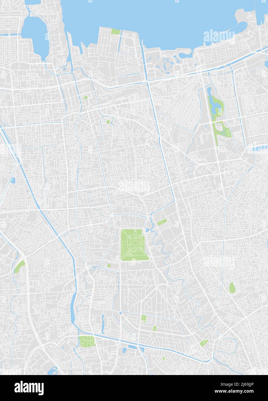 Stadtplan Jakarta, Farb-Detailplan, Vektorgrafik Stock Vektor