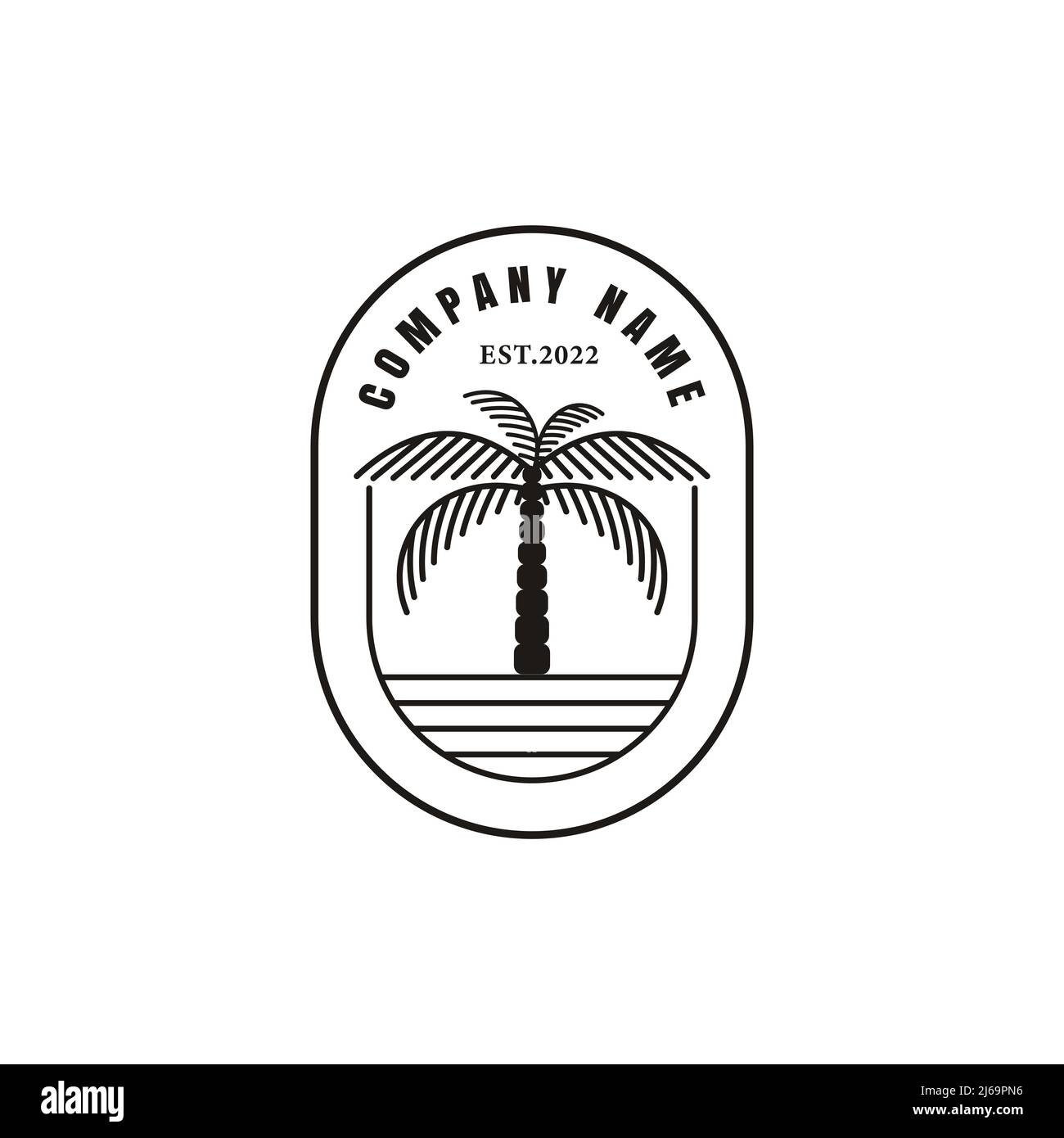 Strand Palme Vintage Logo Vektor Design Vorlage Stock Vektor