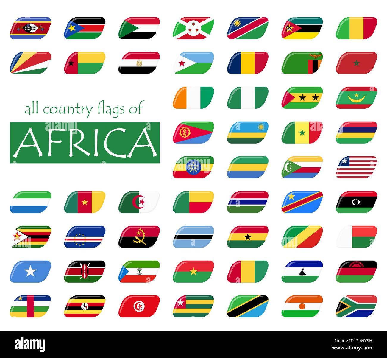 Sammlung von Flaggen aus allen Ländern Afrikas Stock Vektor
