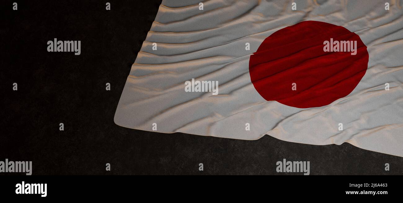 Flagge Japans Banner 3D Render Stockfoto