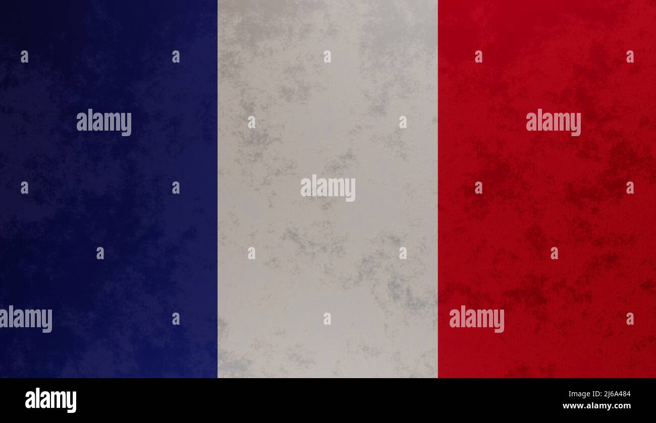 Frankreich Flagge Vintage Grunge Beton Hintergrund 3D Render Stockfoto