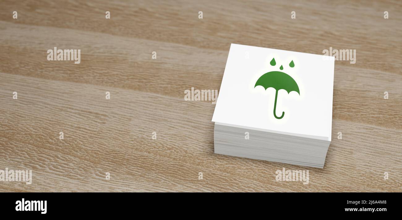 Regenschirm Symbol, zerbrechliche Box und von Wasser fern halten Warnsymbol 3D Render Stockfoto