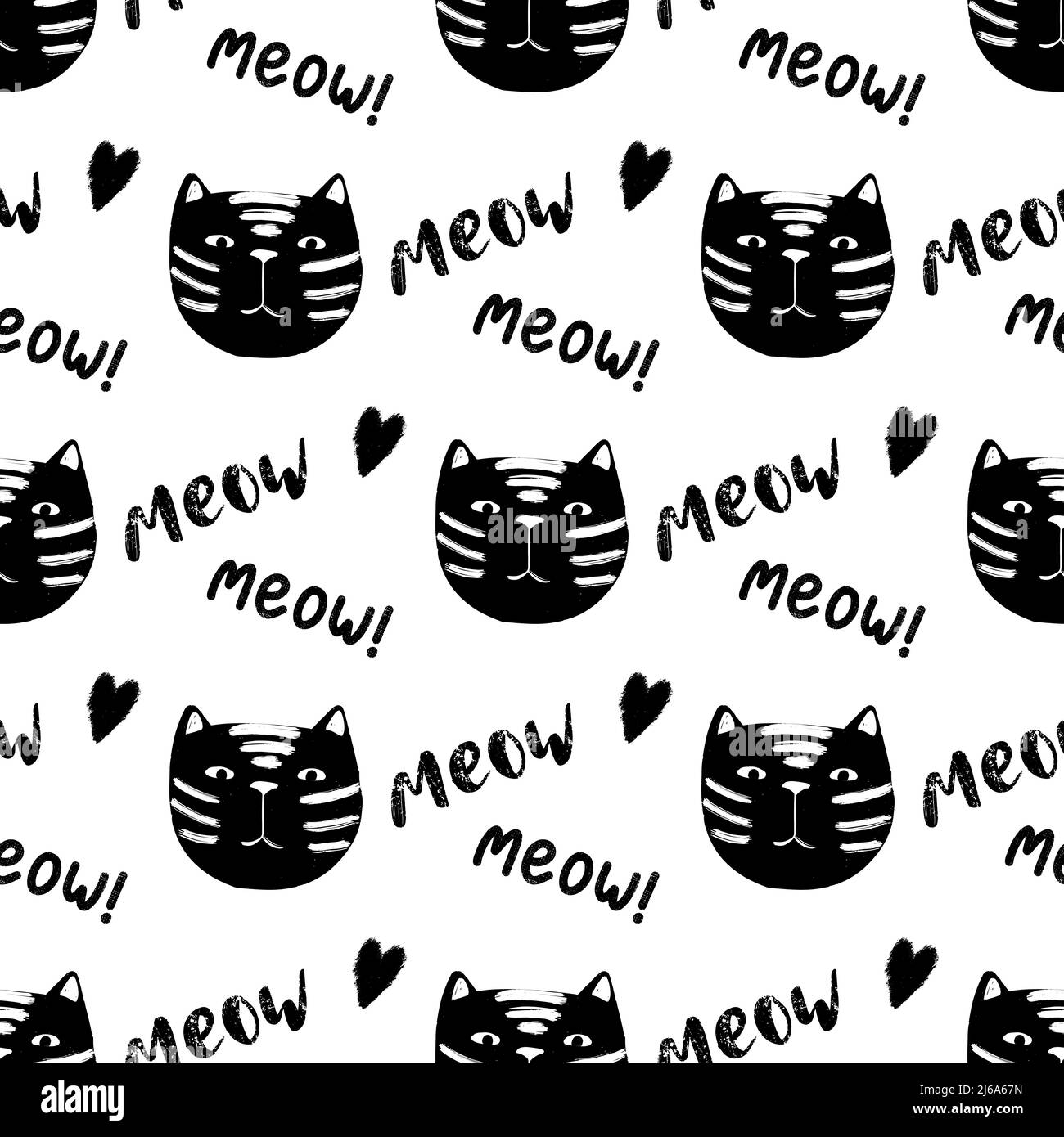 Nahtloses Muster mit lustigen Katzen, niedlichen Doodle nahtloser Hintergrund für Kinder und Baby-Textil-Design. Stock Vektor