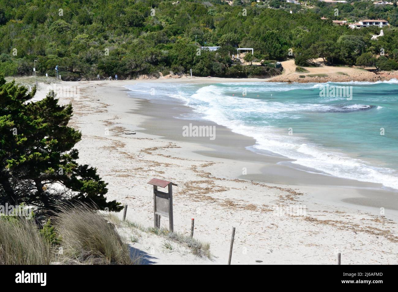 Blick auf den Strand von Grande Pevero, Costa Smeralda Stockfoto