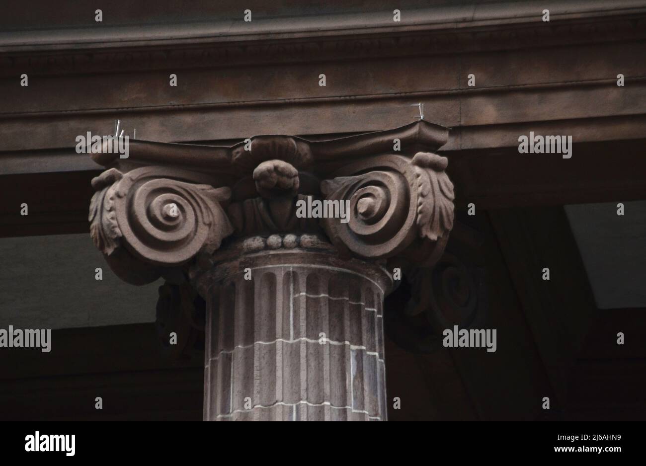 Ionische Hauptstadt an der St. Pauls Chapel in New York City Stockfoto