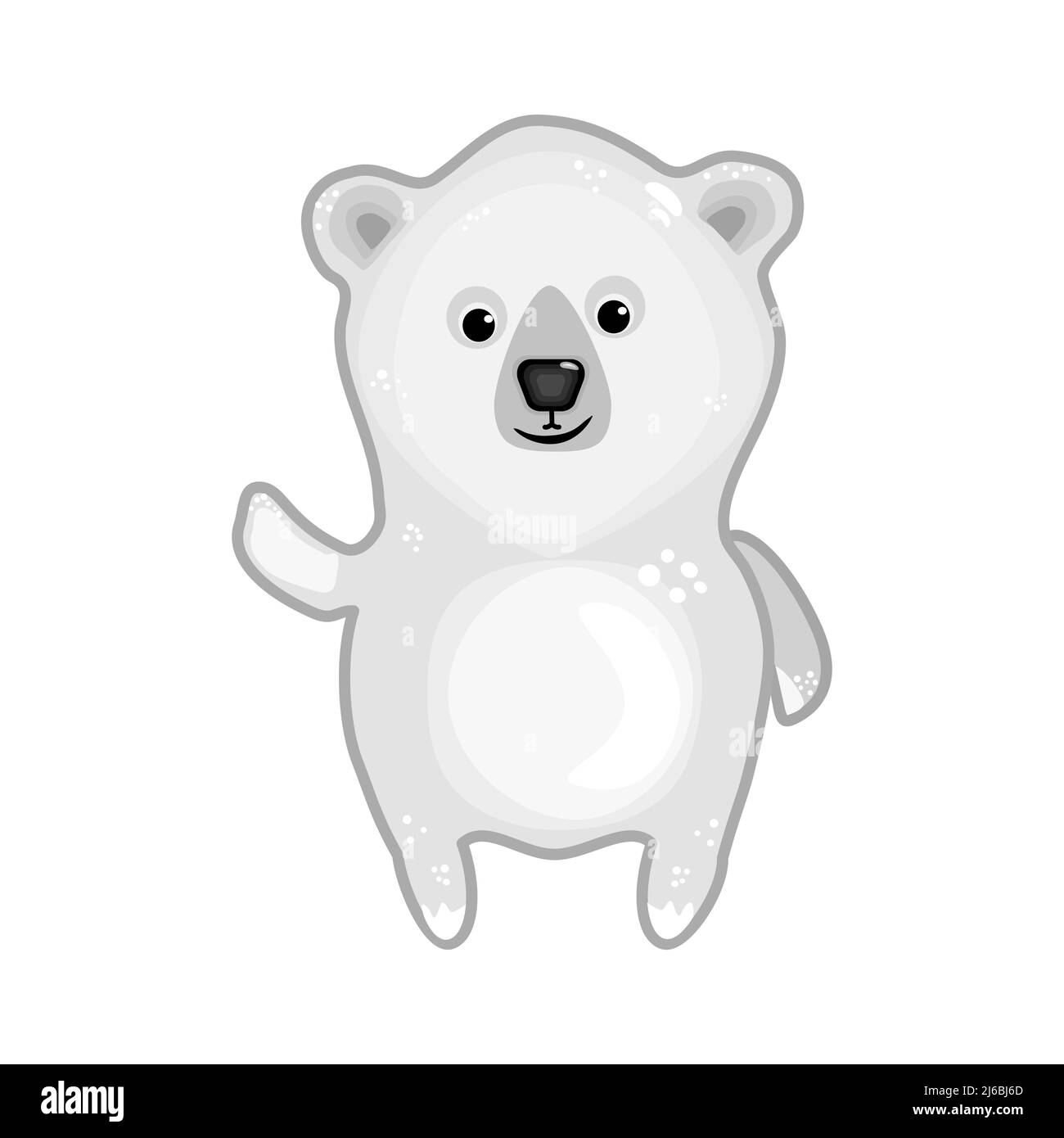 Eisbär isoliert auf weißem Hintergrund. Arctic Bär Cartoon-Figur. Teddybär Junge winkende Hand. Nördliches Tiersymbol. Vektorgrafik für Aktien Stock Vektor