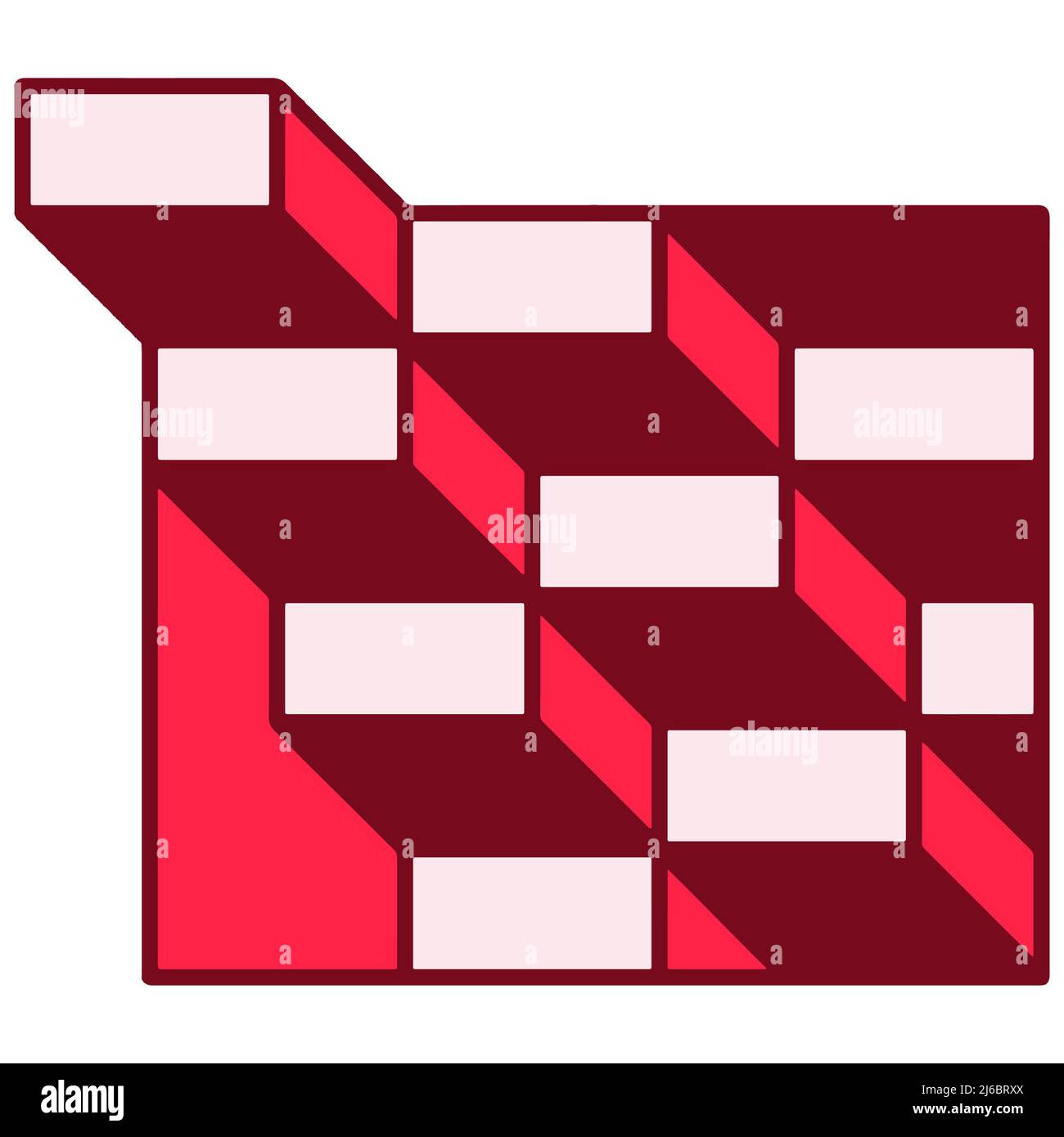Vektorbild eines abstrakten geometrischen Hintergrunds aus roten Ziegeln Stockfoto