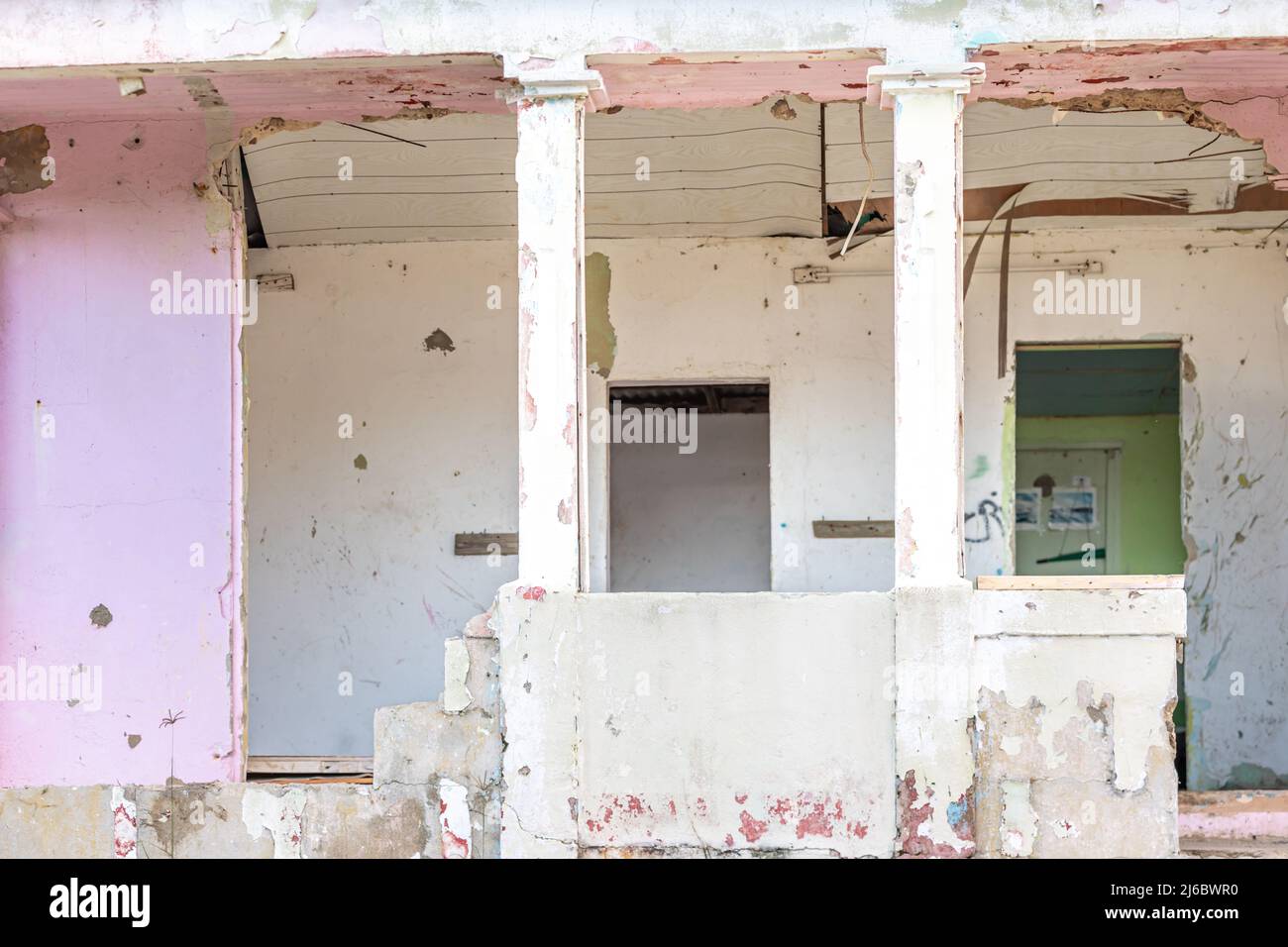 Detail eines verlassenen Hauses in St. Maarten Stockfoto
