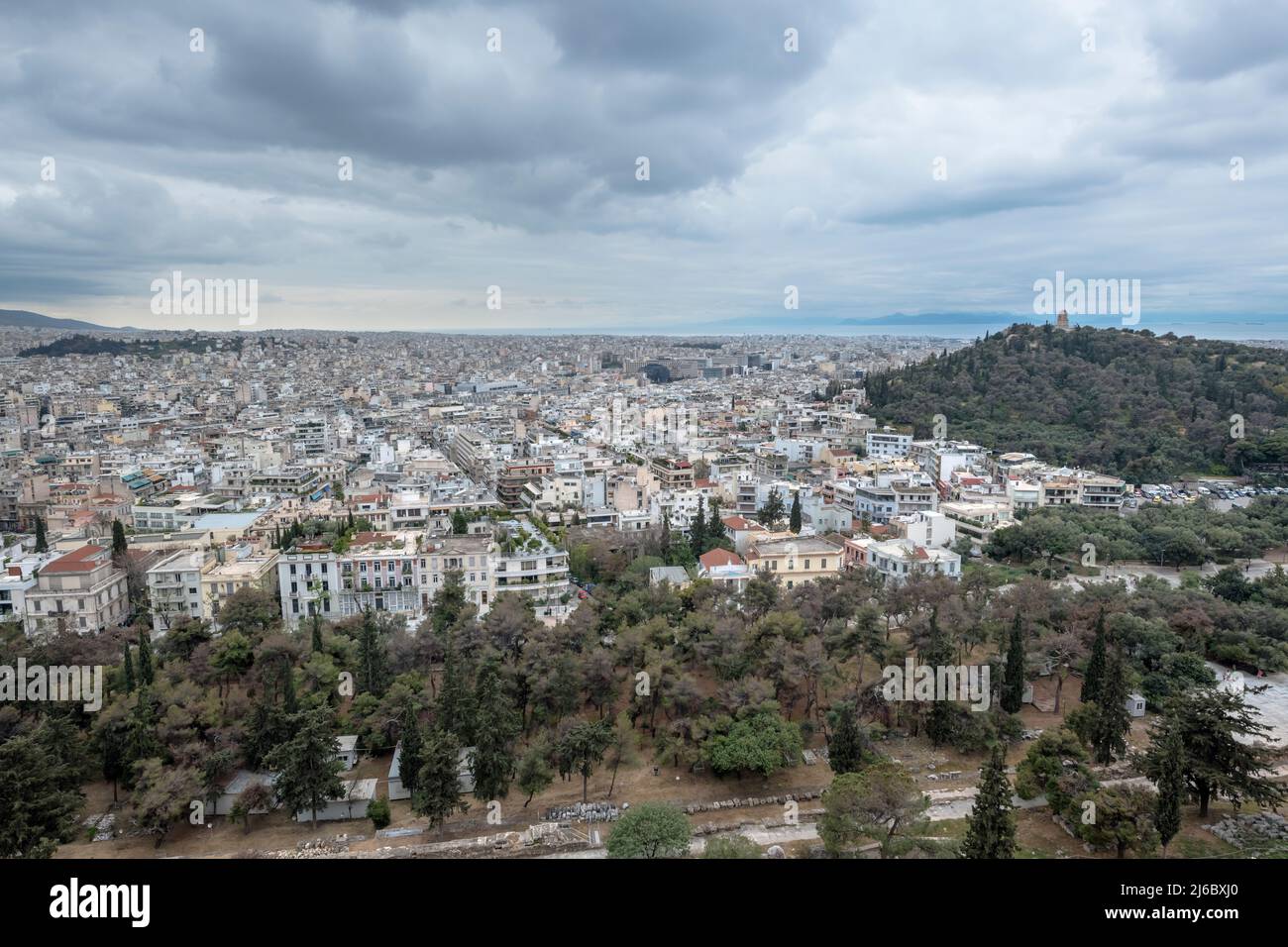 Gesehen von der Akropolis Athen Stockfoto