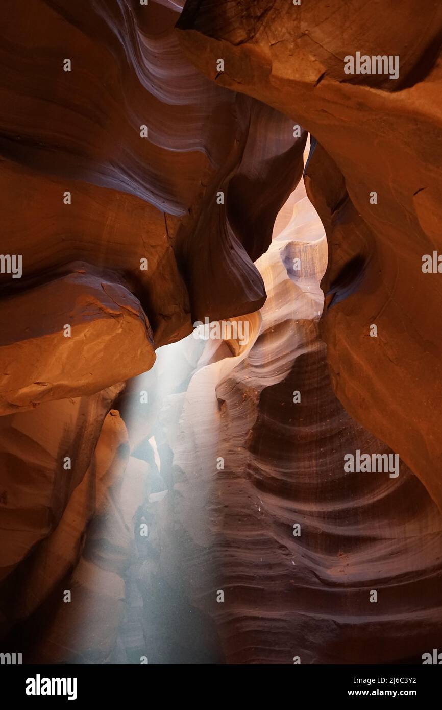 Lichtstrahlen im Upper Antelope Canyon, Arizona Stockfoto