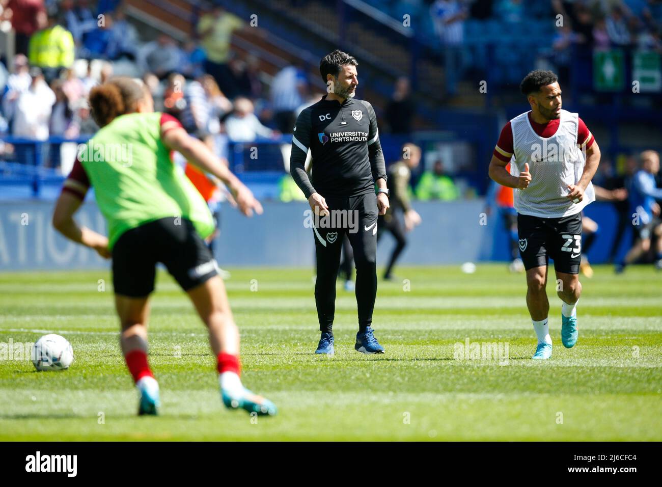 Danny Cowley Manager von Portsmouth Stockfoto