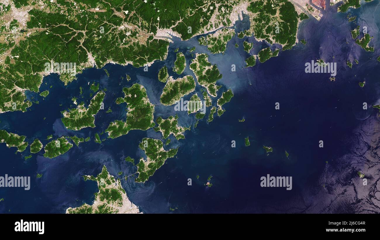 Luftaufnahme der Geiyo-Inseln in der Seto-Binnenmeer, Japan Stockfoto