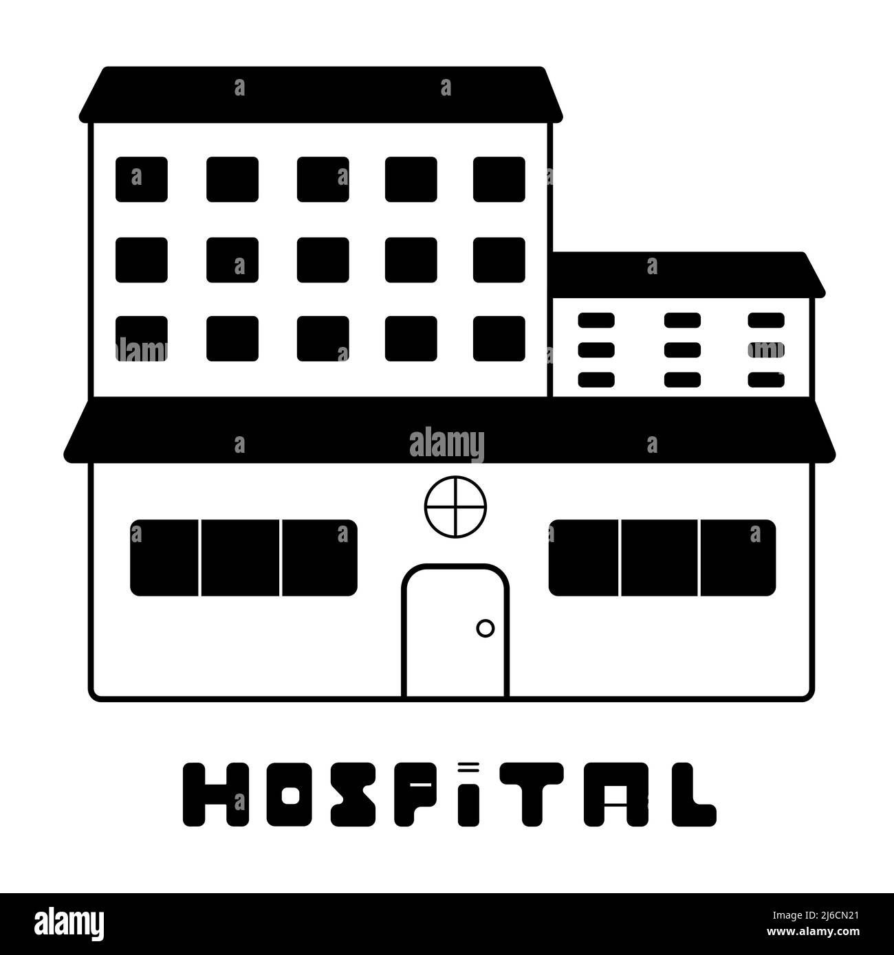 Krankenhaus, Schwarz-Weiß-Illustration Stock Vektor