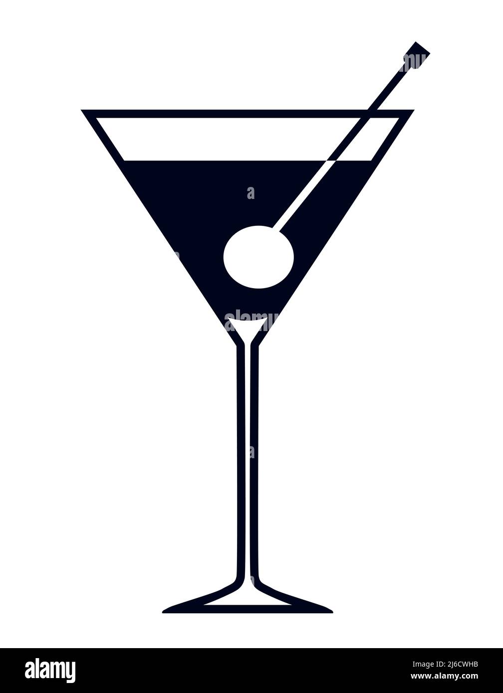 Martini Cocktail Glas Party oder Bar Drink Zeichen Vektor-Symbol Stock Vektor