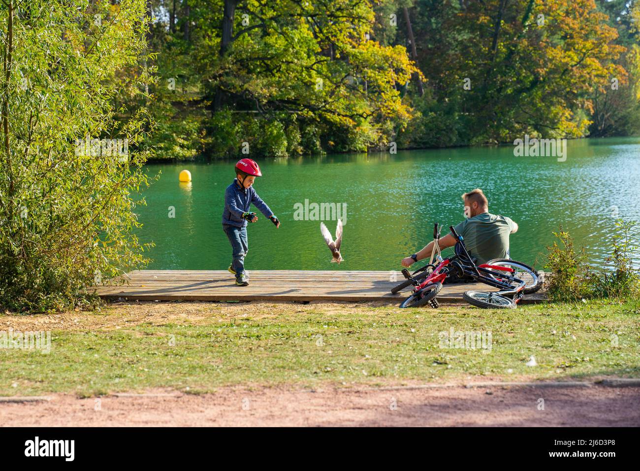 Lyon, Frankreich, 23. Oktober 2018, typische Atmosphäre des Parc de la Tête d'Or. Stockfoto