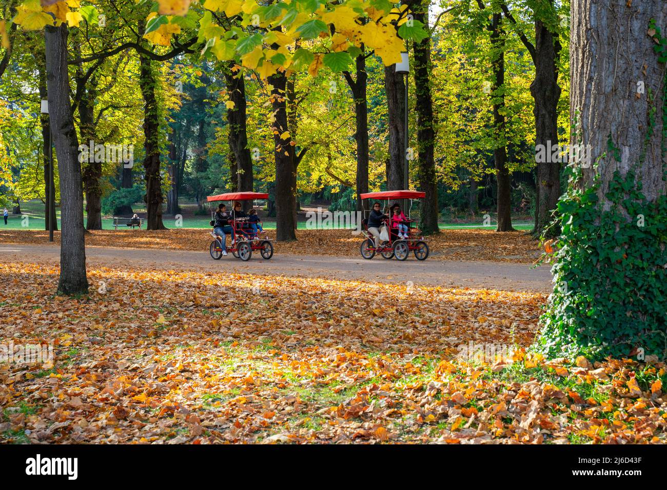 Lyon, Frankreich, 23. Oktober 2018, romantische Atmosphäre des Parc de la Tête d'Or (Goldkopf des Parks). Stockfoto