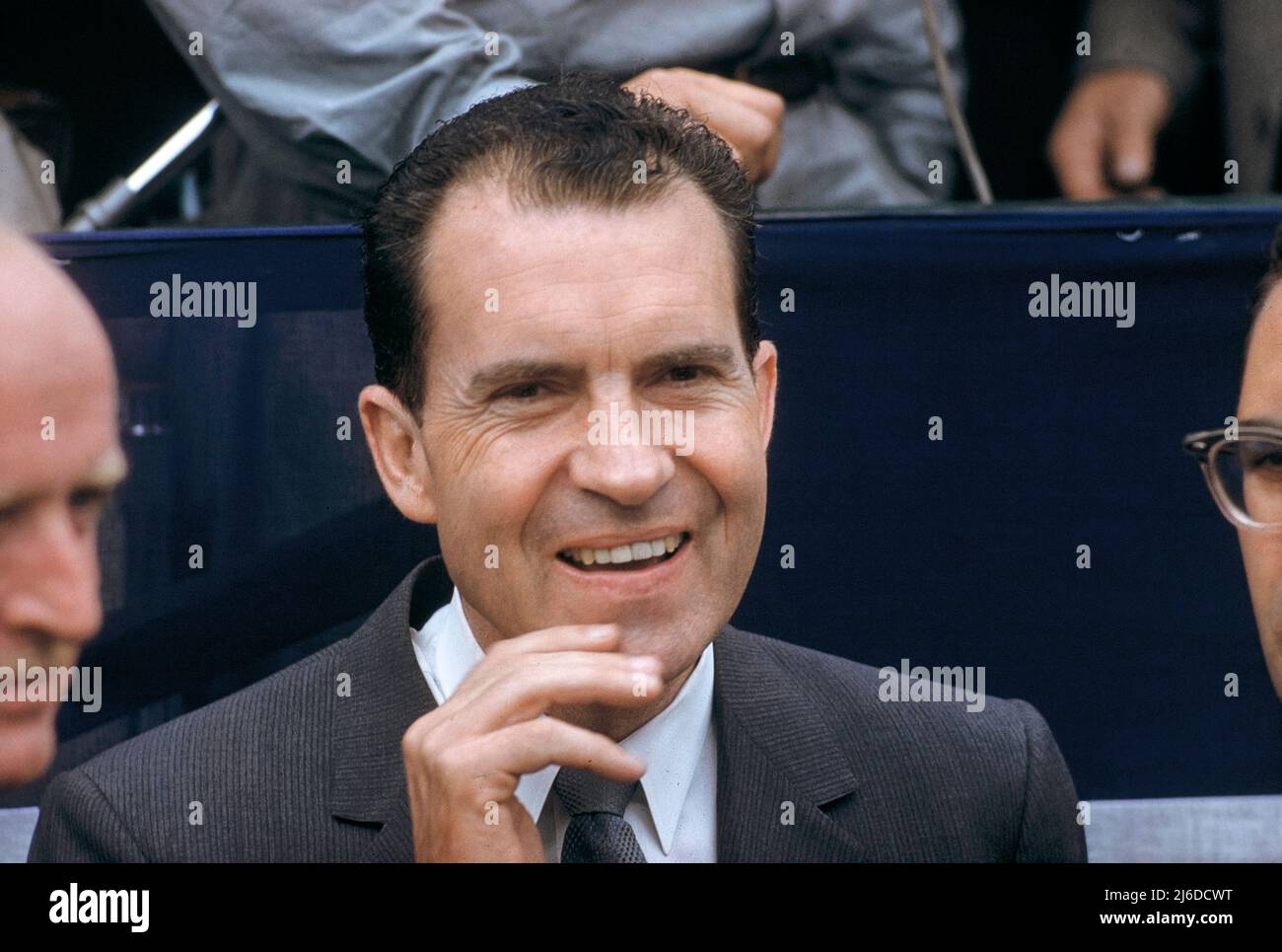 Republikanischer Präsidentschaftskandidat Richard Nixon, Kopf- und Schulterporträt am Wahltag, New York City, New York, USA, Bernard Gotfryd, 6. November 1968 Stockfoto