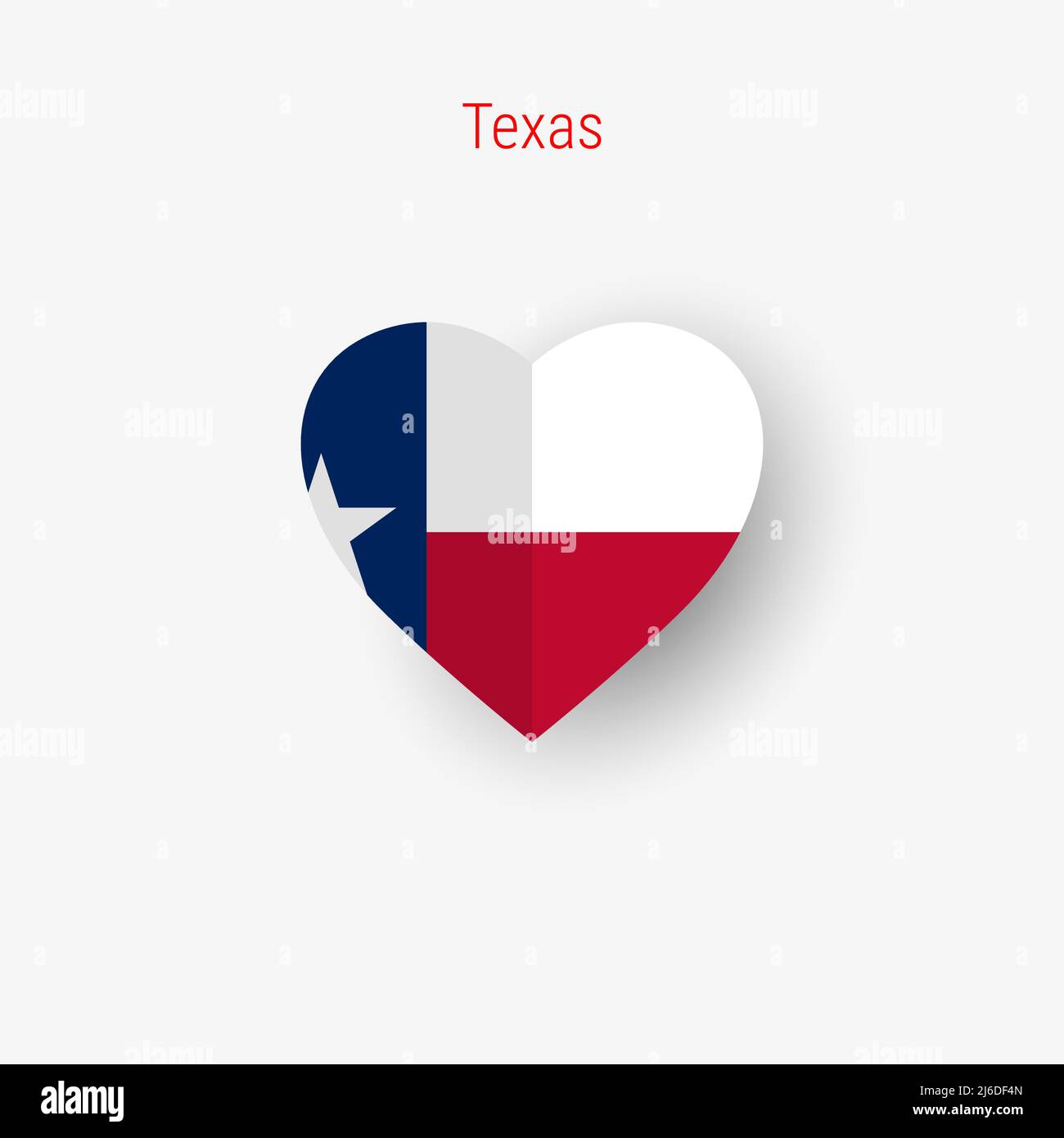 Herzförmige Flagge des US-Bundesstaates Texas. Origami Papier geschnitten gefaltetes Banner. 3D Vektorgrafik isoliert auf Weiß mit weichem Schatten. Stock Vektor