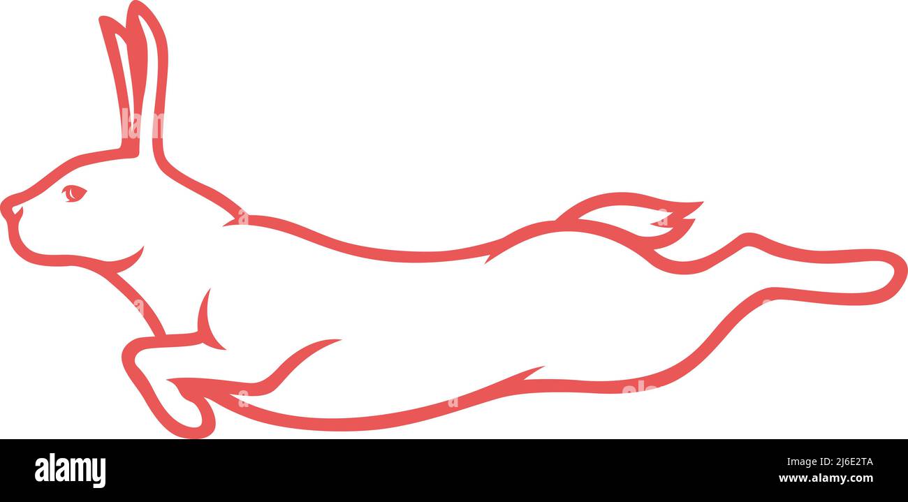 Simple Line Art of Wild Hare Running Stock Vektor
