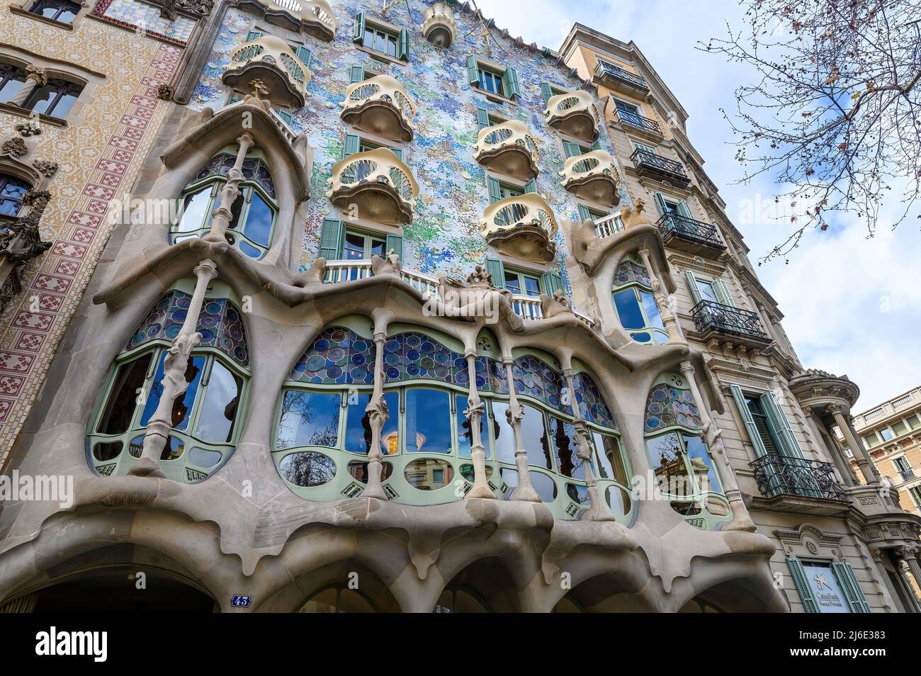 Barcelona, Spanien. Casa Batllo in Barcelona. Das Haus wurde 1877 von Antoni Gaudi erbaut Stockfoto