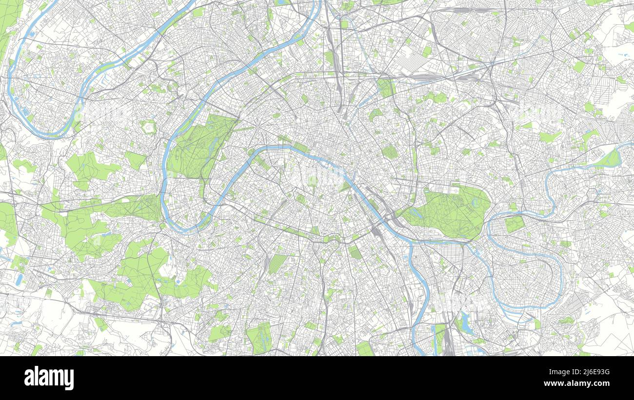 Сity Karte Paris, farblich detaillierter Stadtplan, Vektorgrafik Stock Vektor