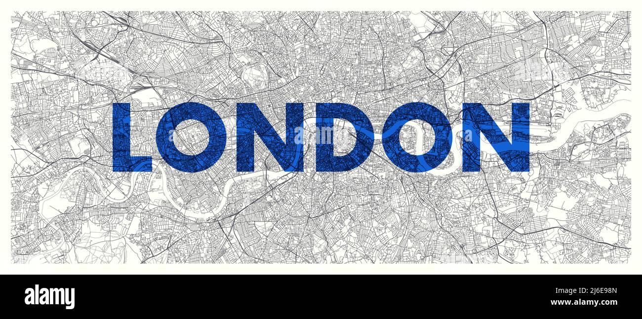 Stadtplan London, detaillierter Plan Widescreen-Vektor-Poster Stock Vektor