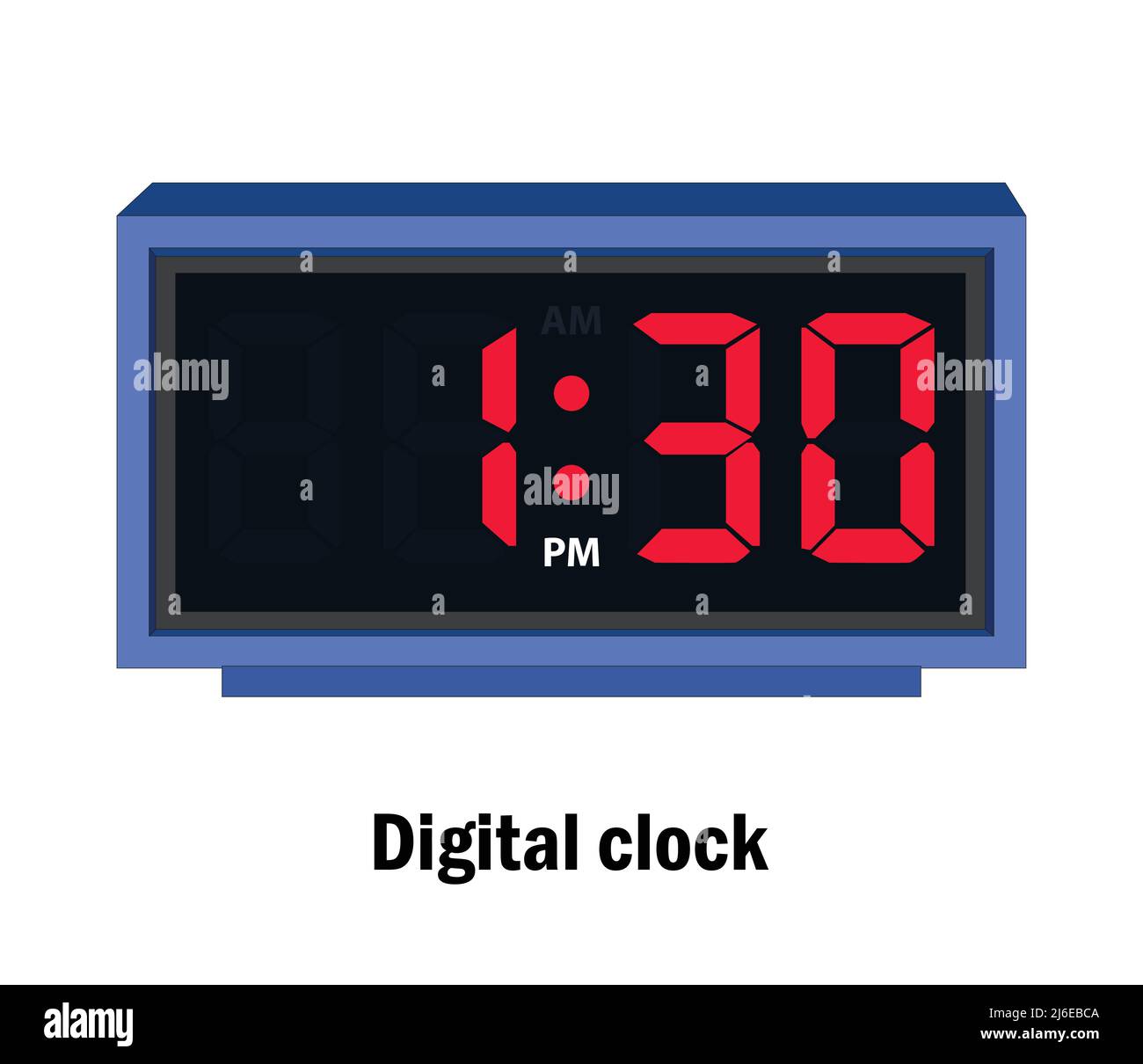 Digitale Uhrzeit. 01,30, P.M-Vektor Stock Vektor