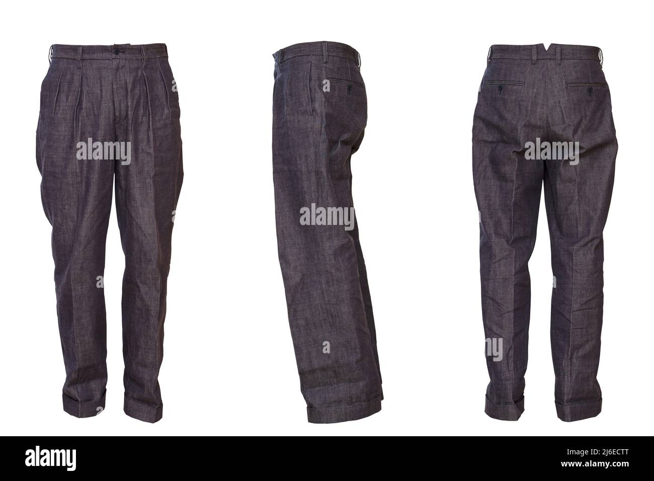 Neue Jeans, die nicht verblasst sind, breite Silhouette Stockfoto