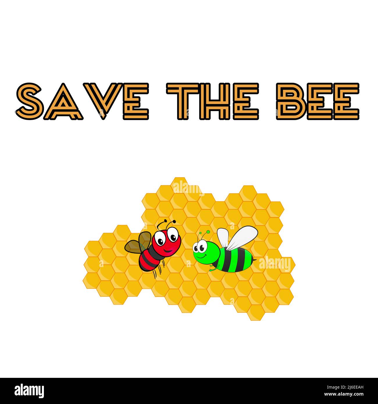 A Save the Bee Text on White Background Illustration Photos Stockfoto