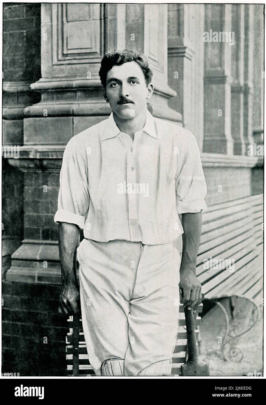 CB Fry, 1895 Porträt des legendären Cricketspielers England und Sussex und Allround-Sportlers, der auch für England Fußball spielte und den Weltrekord im Weitsprung erreichte Stockfoto