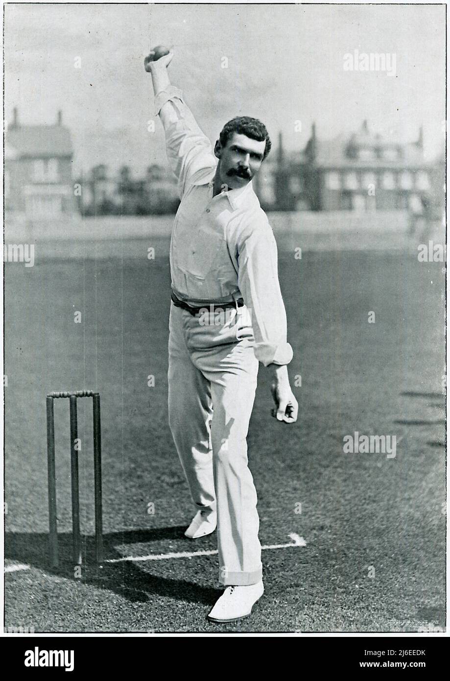 Tom Richardson, 1895 Porträt des legendären England und Surrey Cricketspieler, ein schneller Bowler, der 2014 Wickets in erstklassigen Cricket nahm Stockfoto