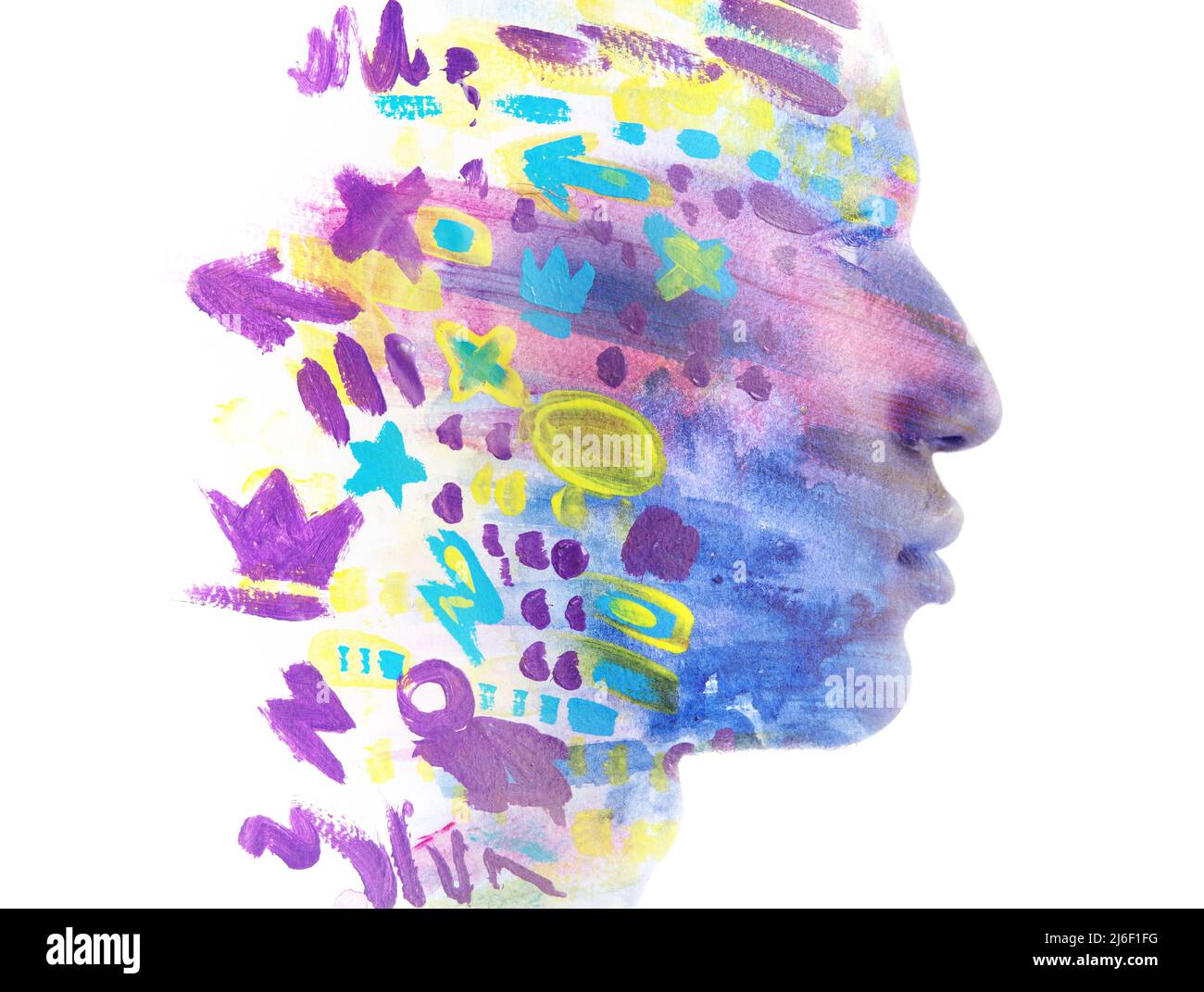 Paintographie. Ein Gemälde mit Elementen der Hip-Hop-Kultur kombiniert mit Porträt Stockfoto
