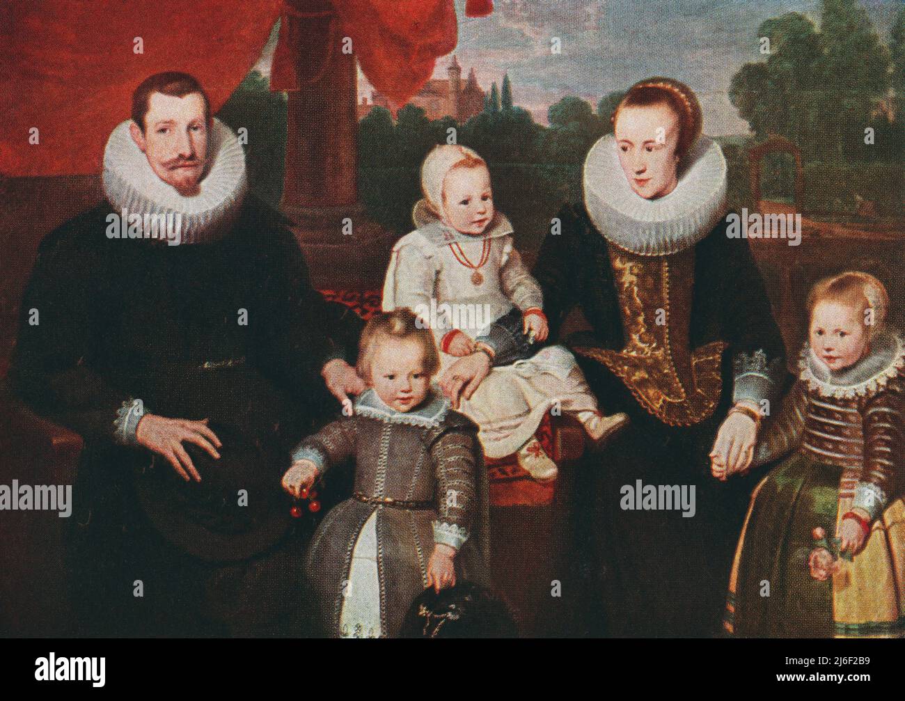 Philipp von Hutten, 1505 – 1546. Deutscher Abenteurer und ein früher europäischer Entdecker Venezuelas, hier mit seiner Familie gesehen. Aus Modes and Manners, veröffentlicht 1935 Stockfoto