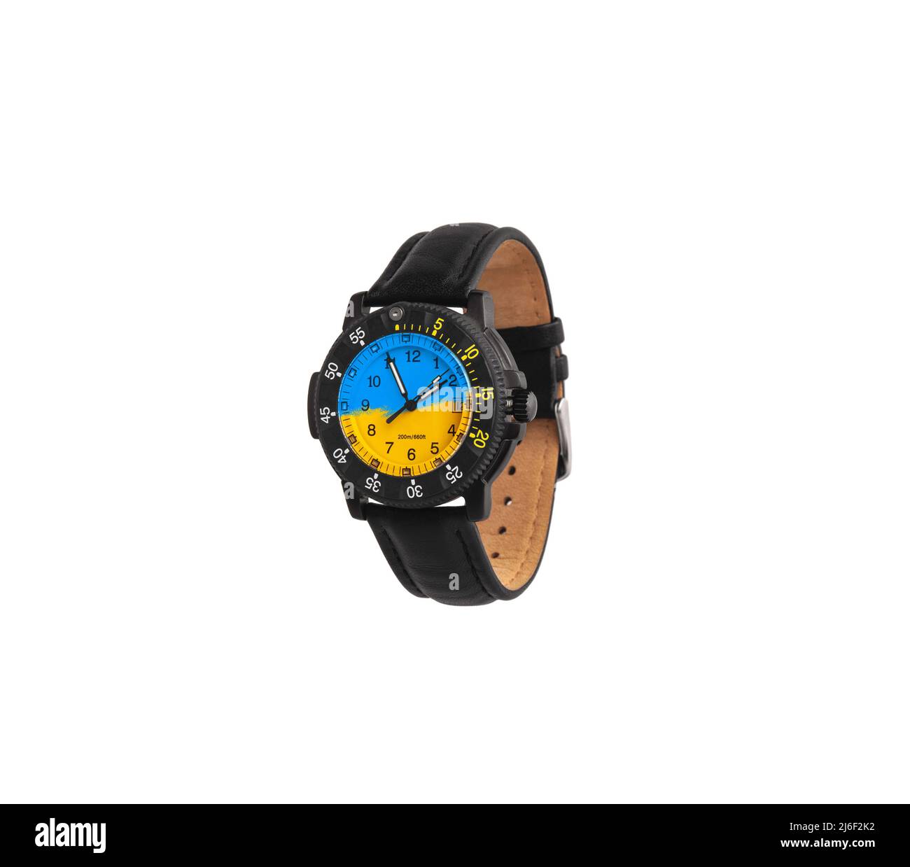 Armbanduhr auf weißem Hintergrund zu isolieren. Sport Armbanduhr mit Lederarmband. Uhren für Taucher. Stockfoto Armbanduhr auf weißem Hintergrund zu isolieren. Sport Armbanduhr mit Lederarmband. Uhren für Taucher. Stockfoto
