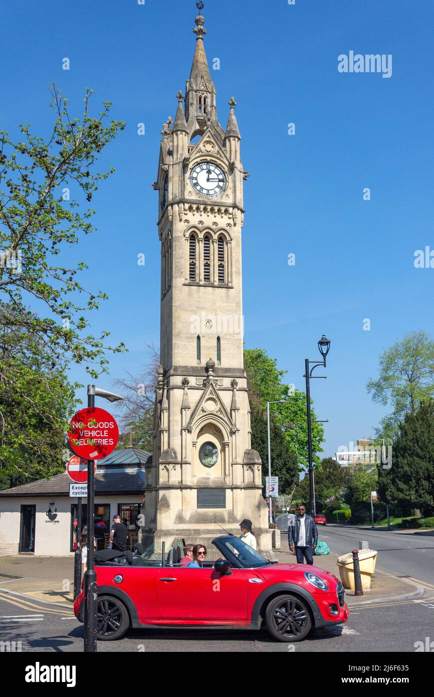 Krönung Uhrturm, Claremont Road, Surbiton, Royal Borough of Kingston upon Thames, Greater London, England, Vereinigtes Königreich Stockfoto