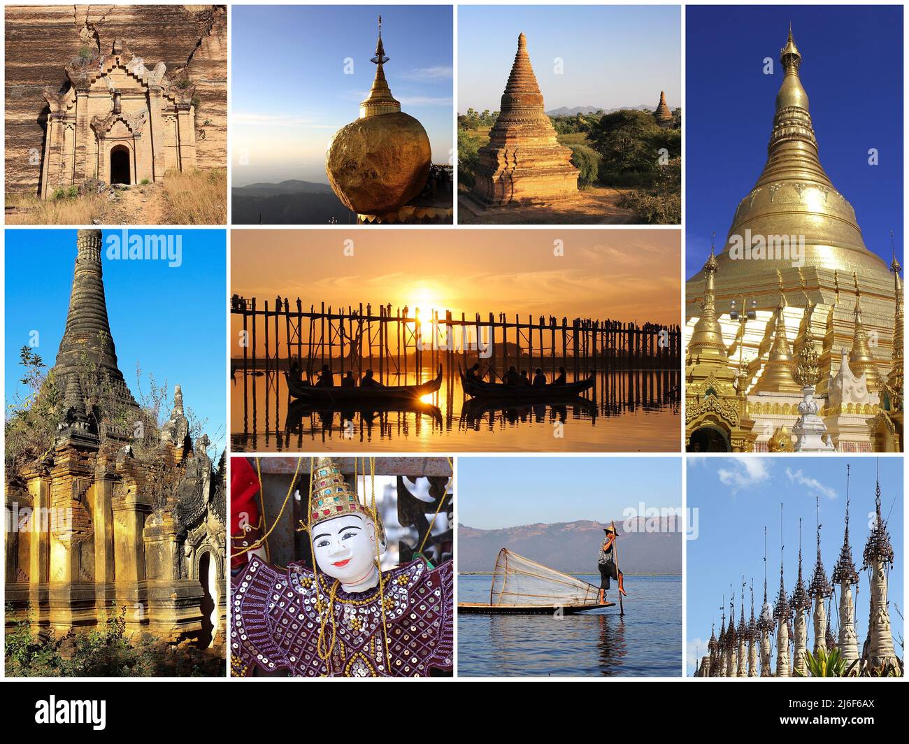Myanmar - Landmark Collage Stockfoto
