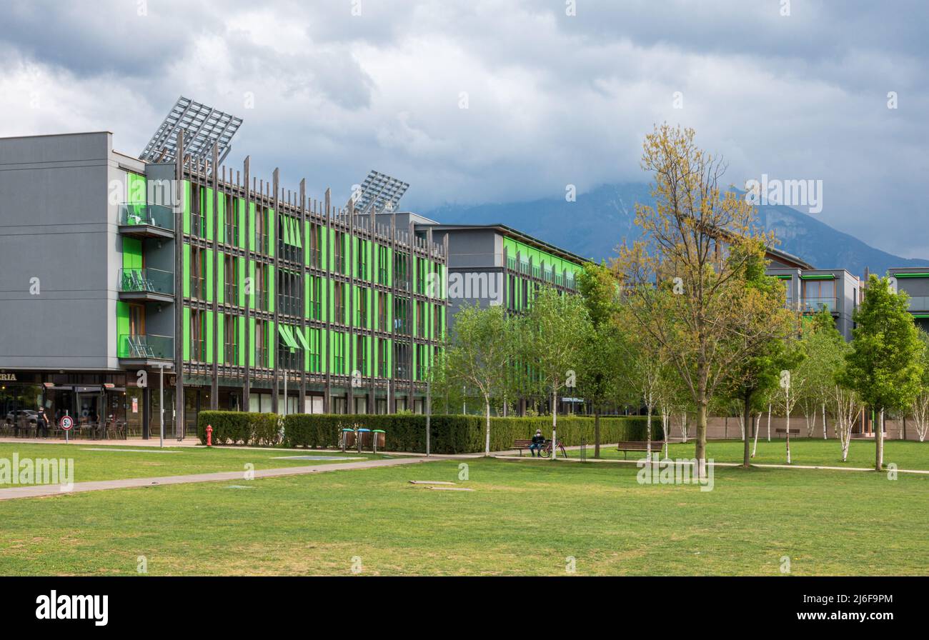 Le Albere, modernes Viertel in Trient, entworfen von Renzo Piano. Trentino-Südtirol, Norditalien. Stockfoto