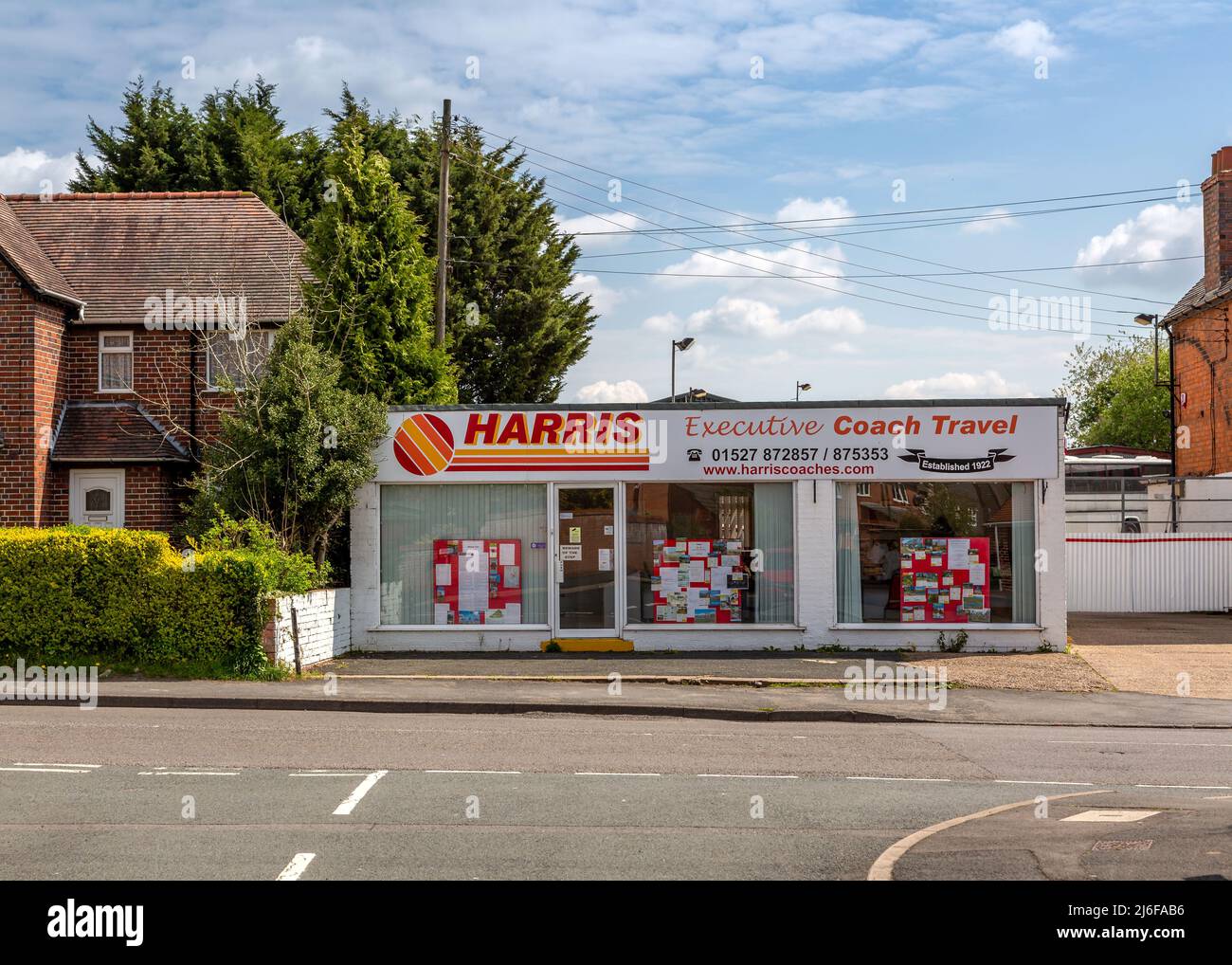 Reisebusunternehmen in Catshill, Worcestershire, England. Stockfoto