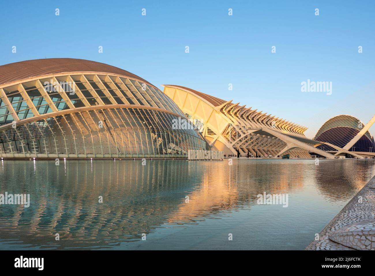 Stadt der Künste und Wissenschaften von Santiago Calatrava, Valencia, Spanien Stockfoto