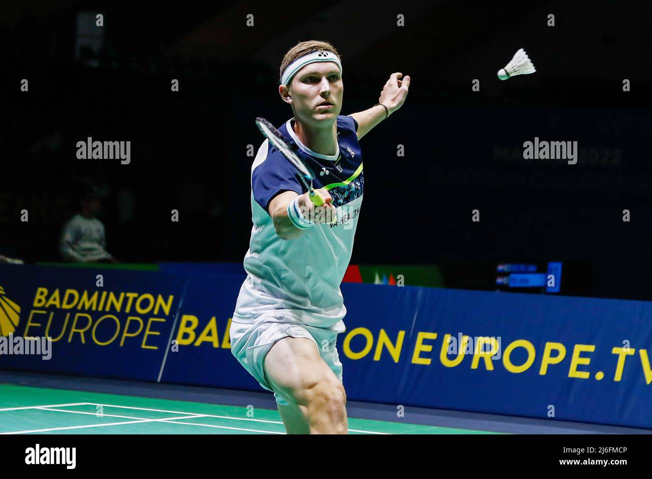 Viktor Axelsen aus Dänemark, Halbfinale während der Badminton-Europameisterschaft 2022 am 29. April 2022 im Gallur Sports Center in Madrid, Spanien - Foto: Irina R Hipolito/DPPI/LiveMedia Stockfoto