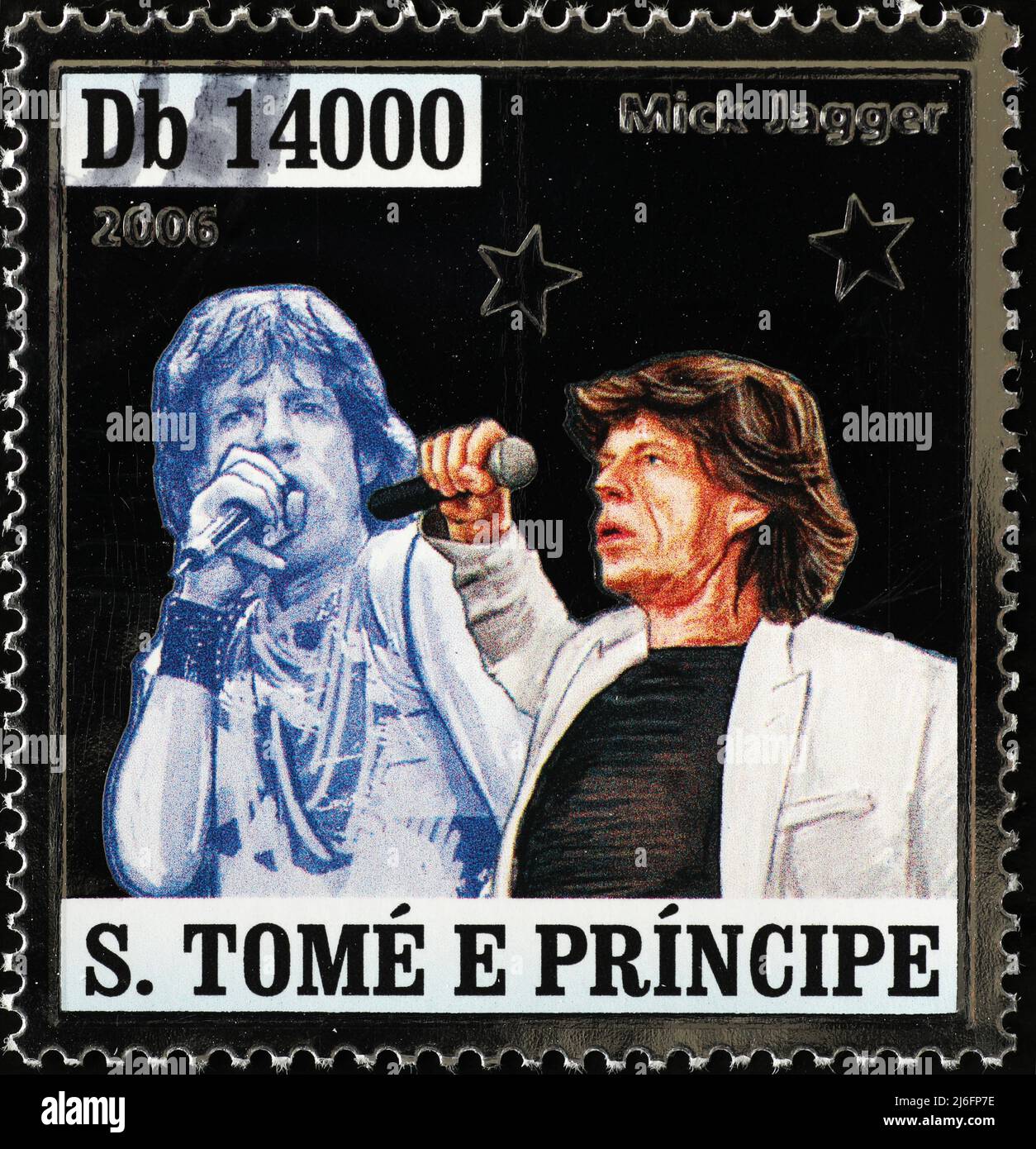 Mick Jagger Portraits auf Briefmarke Stockfoto