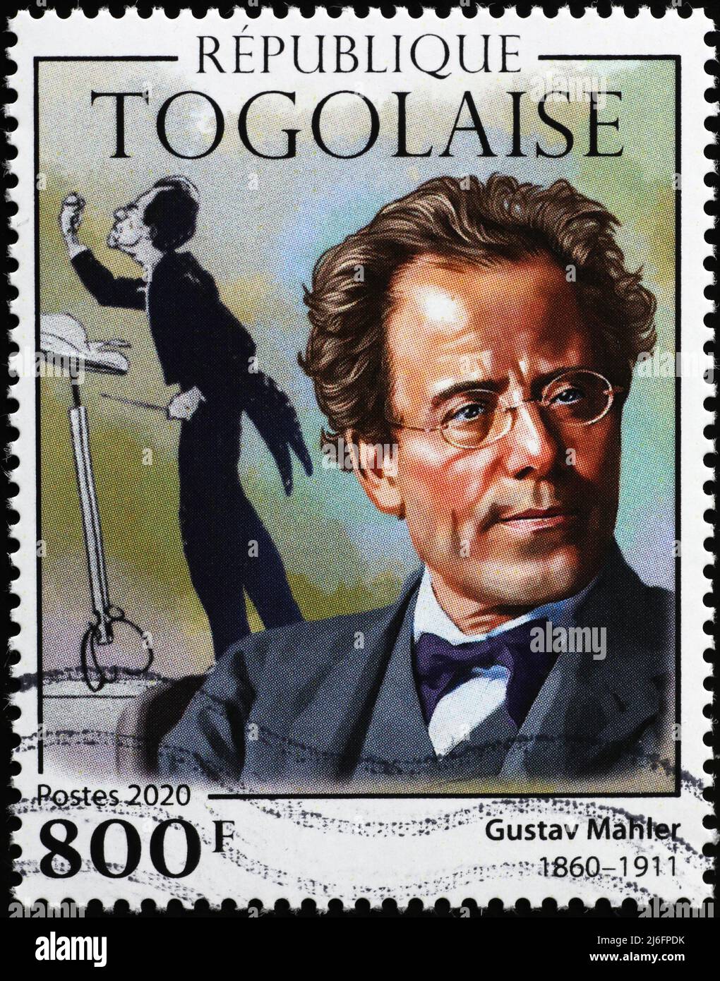 Porträt von Gustav Mahler auf Briefmarke von Togo Stockfoto